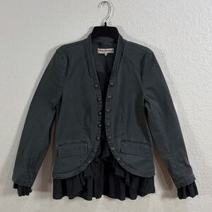 Free People Dark Gray Military-Inspired Button Jacket,Size M.